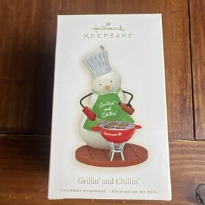 Hallmark Keepsake Ornament Grillin' and Chillin' 2008 Snowman BBQ NIB